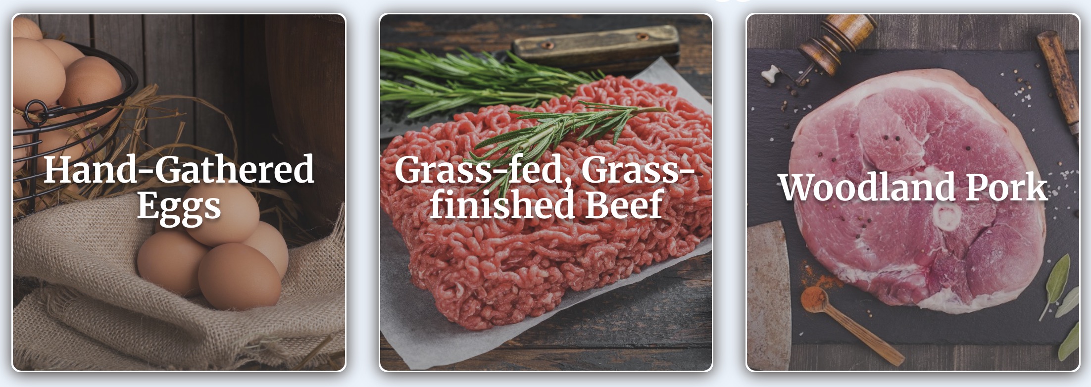 eggs, beef, and pork at the online farm store at longbottom farm