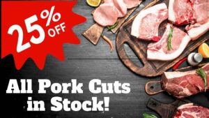 25% off woodland pork - pasture raised pigs